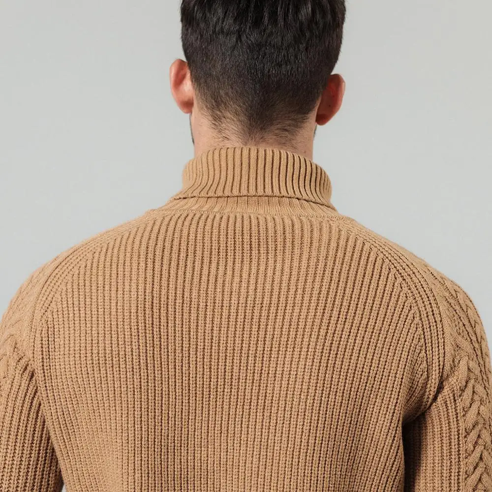 SIMWOOD 2019 Autumn Winter New Cable-Knit Turtleneck Sweater Men Warm Knitwear Plus Size high quality brand clothing  SI980729