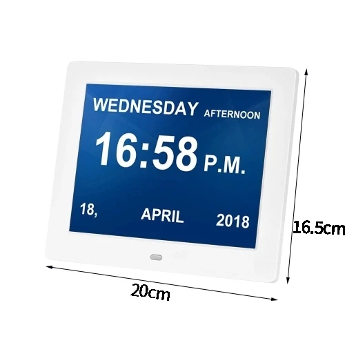 8 Inch Photo Frame& Digital Alarm LED Screen Simple Eletronic Photo Album Support Clock/Photo/Video for Elder People with Remot