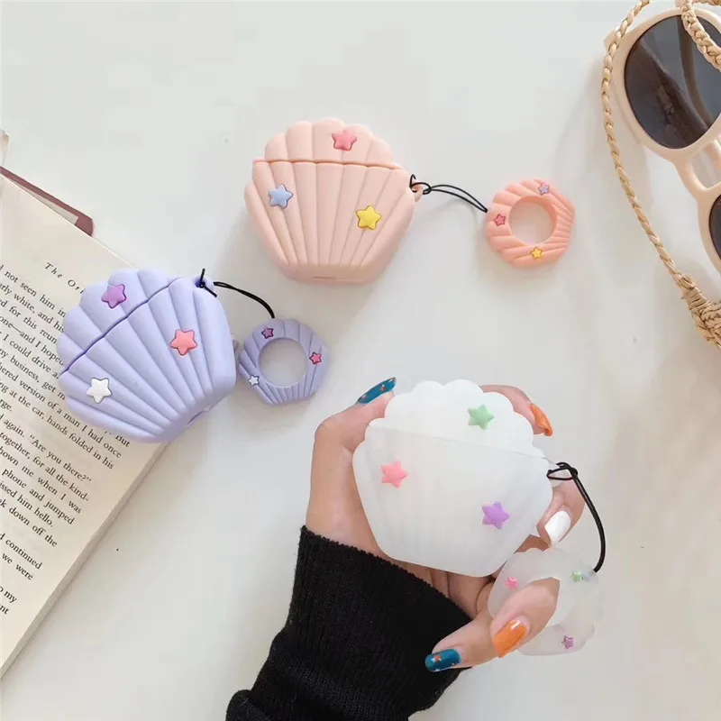 

Silicone Case for Apple Airpods Cute Case Protective Cover Bluetooth Earphone Charging Box Case Anti-lost Star Shell 3D Design