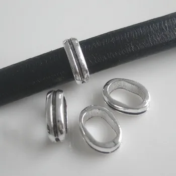 

20pcs/lot Antique Silver Color Licorice Slider Spacer Beads For 10x6mm Licorice Leather Bracelet Findings Wholesale