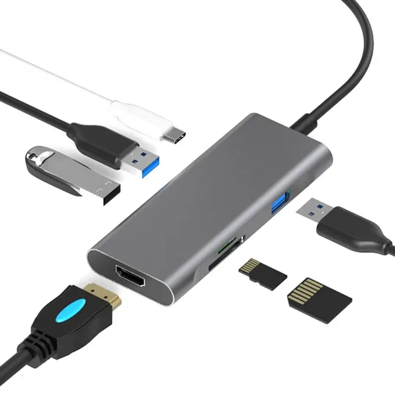 7 в 1 USB C концентратор ключ с HDMI для MacBook Air Pro и других типов C ноутбука D08B