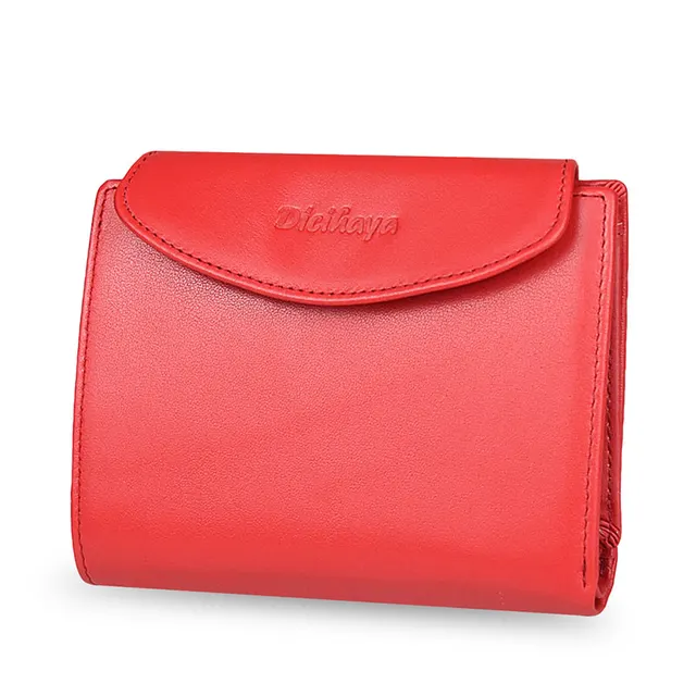 DICIHAYA Genuine Leather Women Wallet Coin Purse For Girls Female Small Portomonee Lady Purse Money Bag Card Holder Mini Clutch red