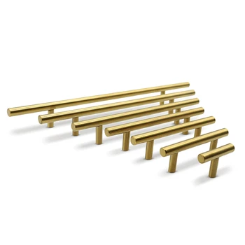 

DXS 2" ~ 20'' Gold Kitchen Door T Bar Straight Handle Knobs Cabinet Pull Diameter 10mm Stainless Steel Handles Furniture Handle
