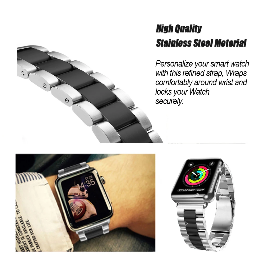 9 Apple watch iwatch stainless steel watch band silver black 5