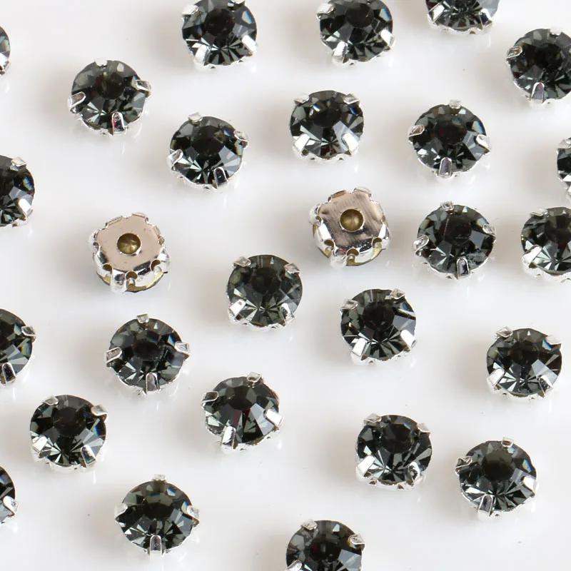 Elegant Silver Claw Sew-On Round Rhinestones for DIY Needlework and Wedding Attire