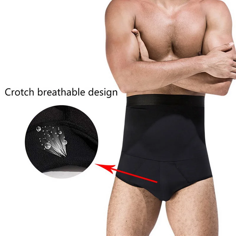Male Solid Underwear Briefs Men's Tummy  Shapewear Brief Double Layer High Waist Control Panties Body Shaper