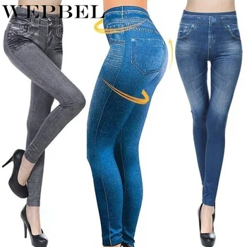 

WEPBEL Jean Skinny Pants Sexy Women Like Faux Slim Fit Leggings Pants Faxu Denim Pants Elastic Pants Leggings Jeggings Plus Size