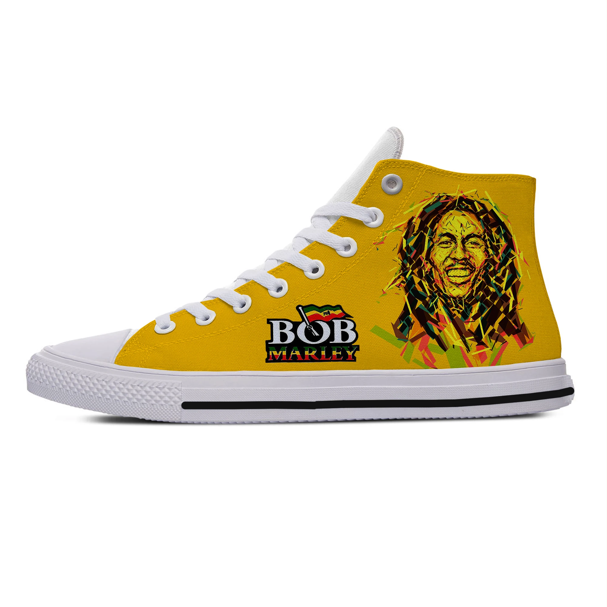 Legend Bob Marley Reggae music Novelty Design Lightweight High Top Canvas Shoes Men Women Casual Breathable Sneakers |
