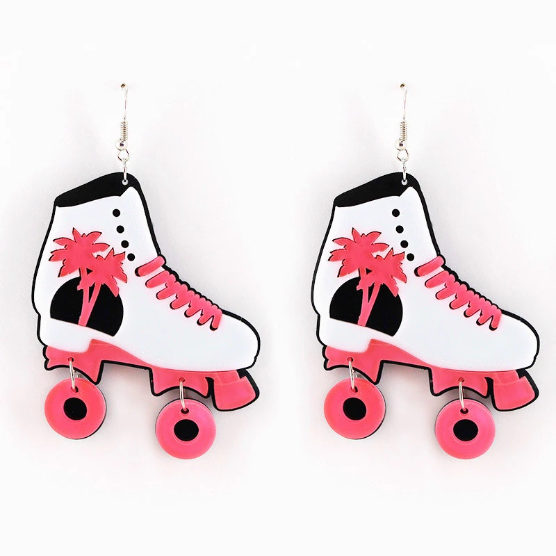 Pendientes colgantes de patines de hielo mujer y niña, aretes de acrílico, árbol de coco, estilo Punk, regalos joyería|Pendientes con forma de -