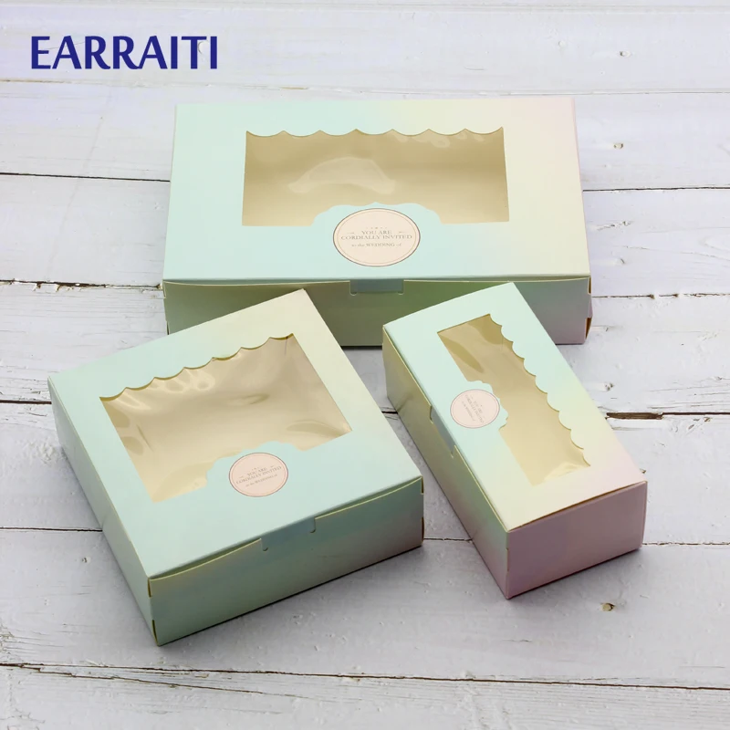 

12PCS Gift Wrapping Supplies Wedding Favors For Guests Cookies Sweet Box Packaging Candy Gift Boxes With Clear Window For Events