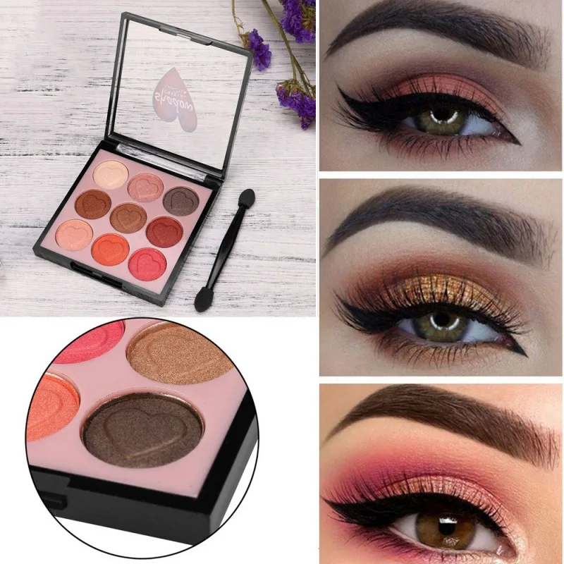 

New 9 Colors Matte Glitter velvet Shimmer Heart Shape Eyeshadow Palette Long-Lasting Waterproof Makeup Eye Shadow maquiagem