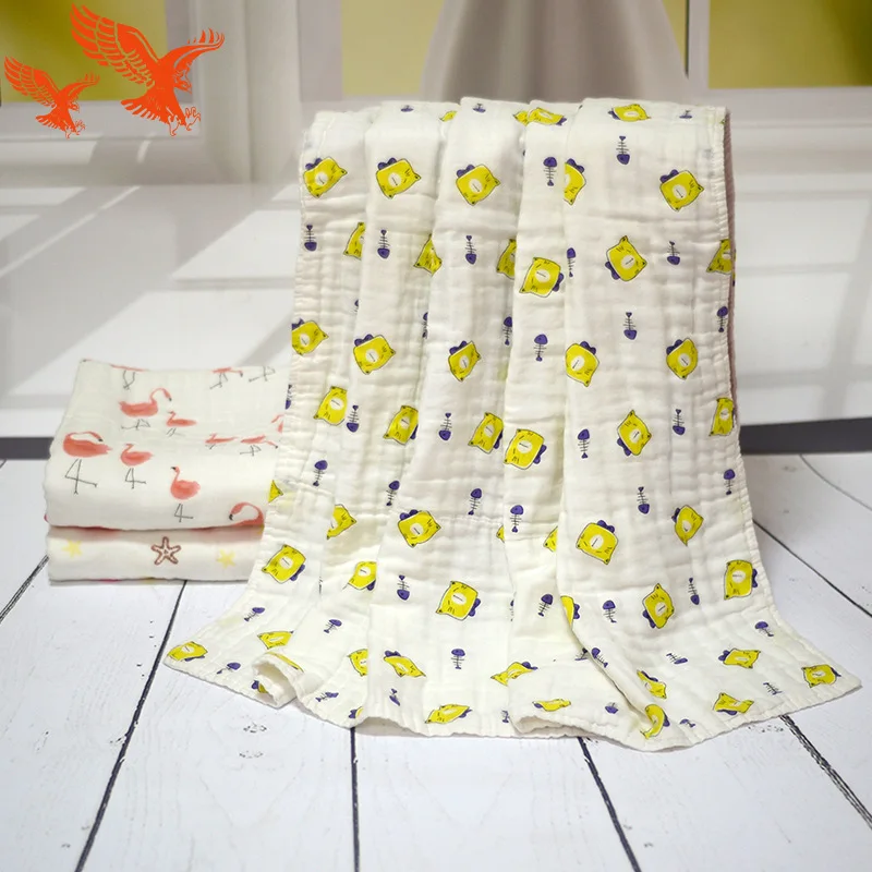 

Pure Cotton Six-layer Printed Small Towels Infants Gauze Towel CHILD'S Towel Washing Wrinkle Bubble Cover