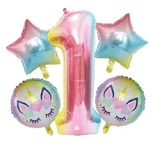 40inch Rainbow Color Unicorn Set Number Foil Balloons 1st Birthday party decorations kids Baby Shower cartoon hat