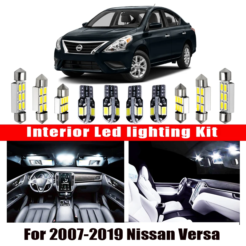 Для 2007 2019 Nissan Versa белые автомобильные аксессуары Canbus без ошибок светодиодный