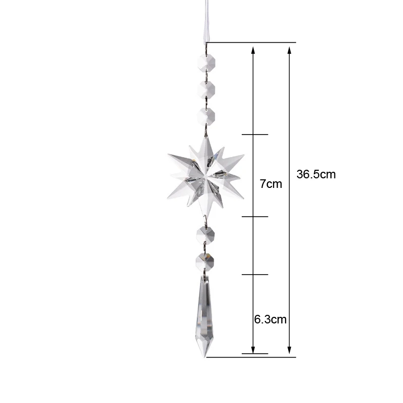 Chakra Crystal Suncatcher Christmas Snowflake Prism Chacras Maker Craft Chain Hanging Sunroom Window Ornament Home Garden Decor