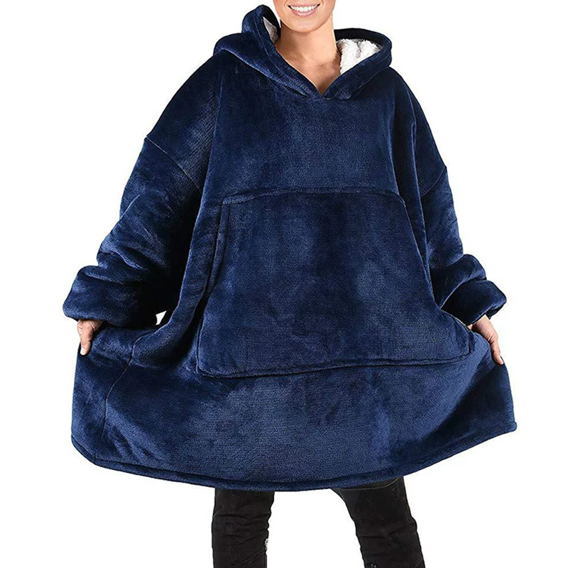 Billig Übergroßen Hoodie Frauen Decke Mit Ärmeln Warme Fleece Sweatshirt Gaint Decke Hoodie Bluzy Damskie Sudadera Mujer