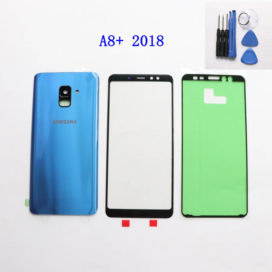 A8 2018 Blue Задняя крышка батарейного отсека для samsung Galaxy A8 A530 A530F A8 Plus A730 A730F A8+ передняя стеклянная линза - Цвет: A8 2018 Blue