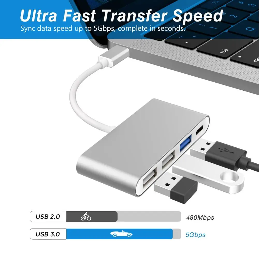 Тип C концентратор с USB3.0 двойной USB2.0 USB C женский порт питания многопортовый USB C к USB OTG адаптер данных для Macbook samsung huawei
