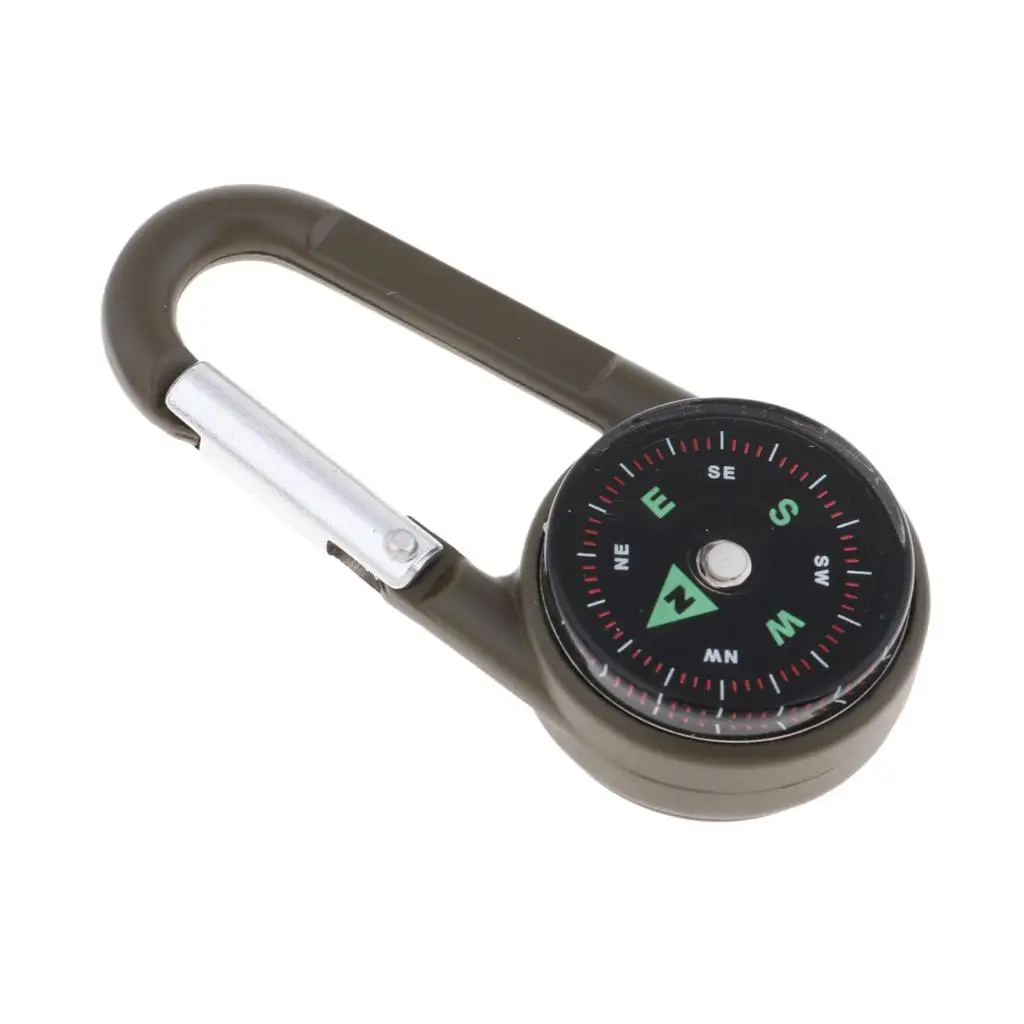 3 In 1 Multipurpose Camping Carabiner Buckle Hook with Compass Keyring Thermometer Kit for climbing hiking