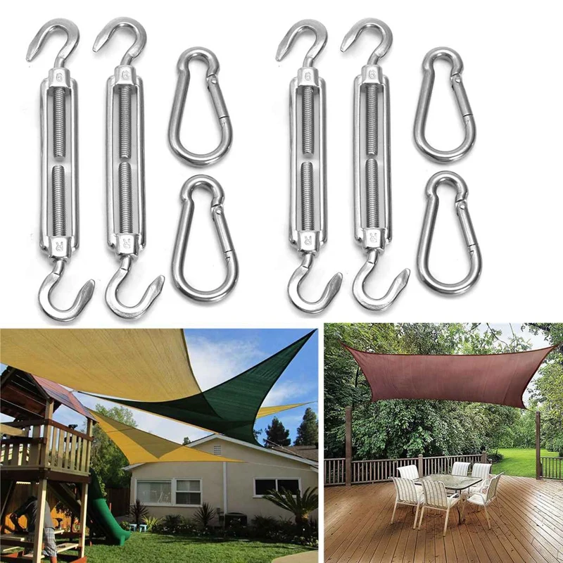 26Pcs 304 Stainless Steel Sun Sail Shade Shade Sail Canopy Fixing Fittings Accessory Kit Sun Canopy Fixing Fittings