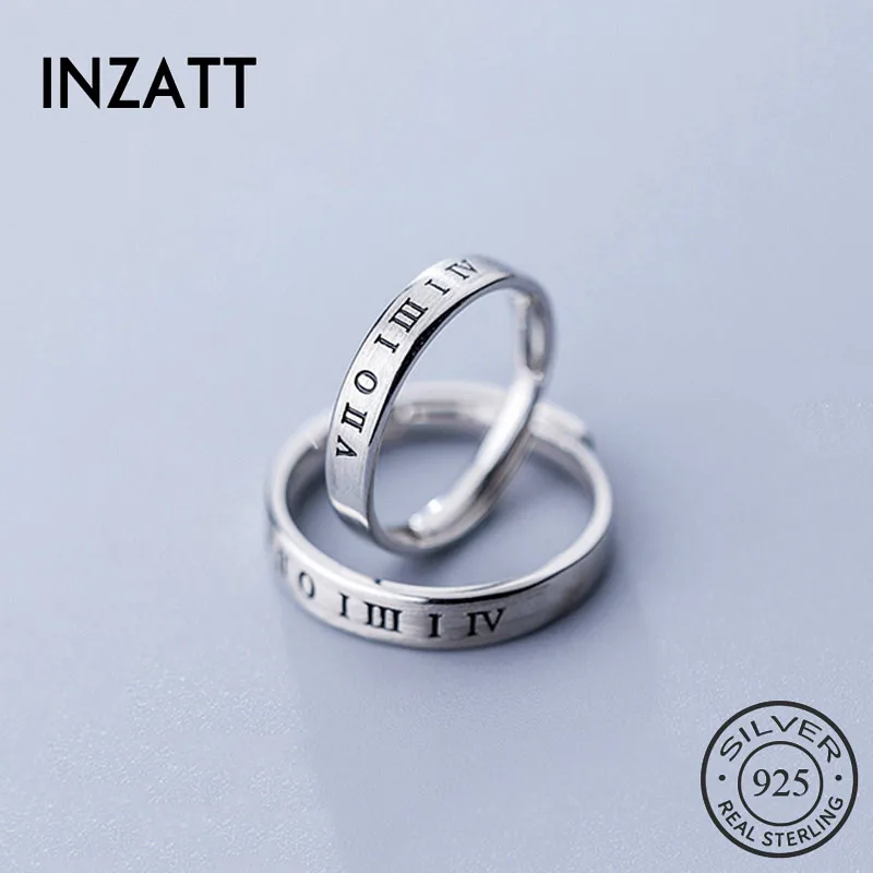 INZATT Настоящее серебро 925 проба круглые парные кольца для модных женщин мужчин старинные ювелирные украшения минималистичные аксессуары подарок