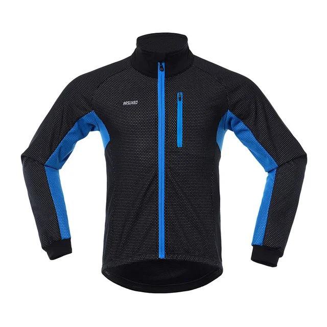 ARSUXEO велосипедная куртка зимняя термальная флисовая спортивная одежда ветрозащитная куртка Термические велосипедные штаны костюм унисекс для мужчин и женщин комплект одежды - Цвет: 20A Blue Jacket