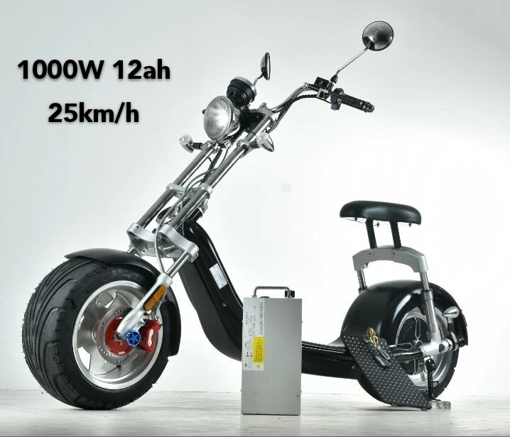 Citycoco EEC утвержден с COC сертификатом Ретро стиль электрический скутер Европа Homologation Европейский склад - Цвет: Black 1000W 12AH