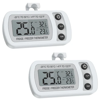 

Refrigerator Thermometer, Waterproof Mini Freezer Thermometer, Digital Thermometer With Hook, Lcd Display, ℃/℉ Switch + Max/Min