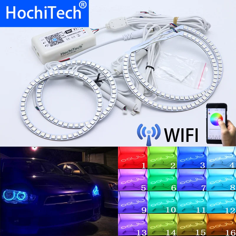 Wifi Wireless RGB Multi-Color LED Angel Eye Halo Rings Day Light DRL for Mitsubishi Lancer 2008 2009 2010 -2015 non projector | Автомобили