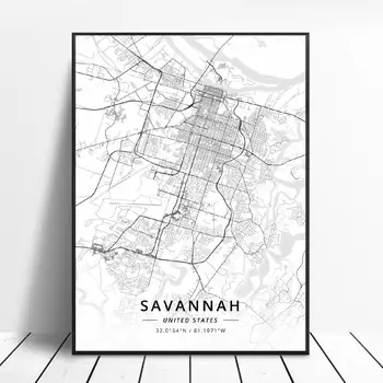 

Savannah Birmingham Bridgeport Fresno Phoenix Tampa Unitedstates Map Canvas Art Poster