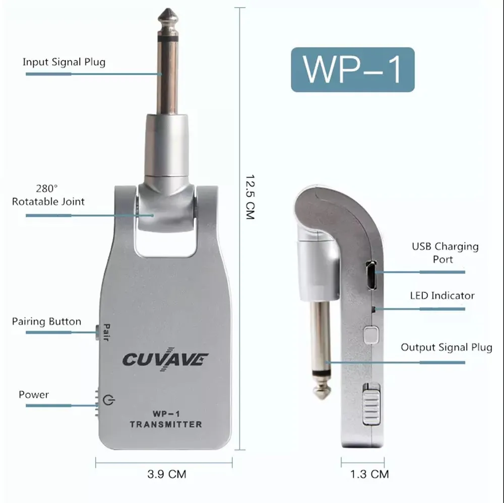 CUVAVE WP-1 2,4 Гитара Беспроводная система передатчик и приемник для электрогитары бас Скрипка для замены кабелей