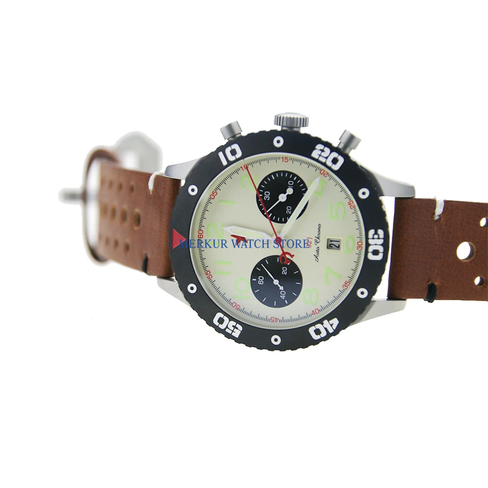 

Sapphire Red Star Mechanical Chronograph Automatic Mens Pilot Watch Flieger B-UHR Military