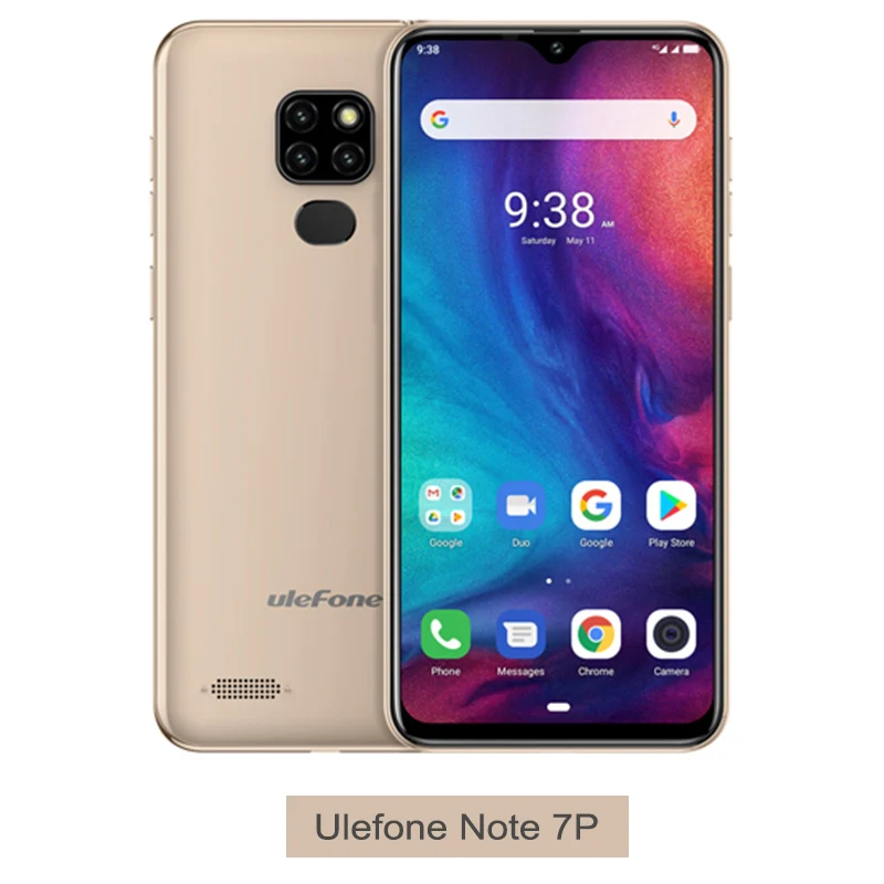 Смартфон Ulefone Note 7 P, Android 9,0, четырехъядерный, 3500 мА/ч, 6,1 дюймов, экран в виде капли воды, 3 Гб+ 32 ГБ, мобильный телефон, разблокировка лица - Color: Gold