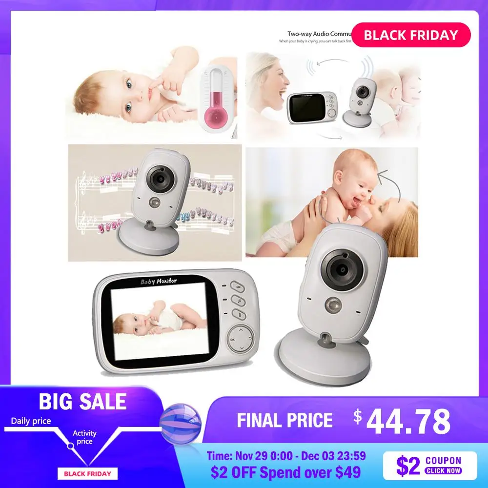 

Vb603 Baby Monitor 3.2 Inches LCD 2 Way Audio Talk Wireless Baby Monitor With Night Vision Surveillance Camera Babysitter