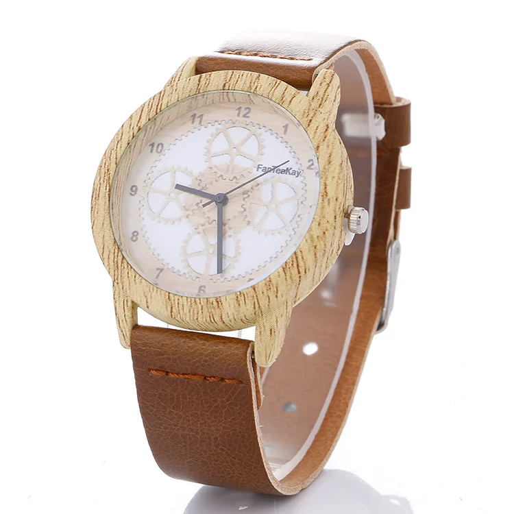 

Hot Sales Korean-style Fashion Casual Quartz Watch Wood Grain Belt Watch Gear Pattern Mw003