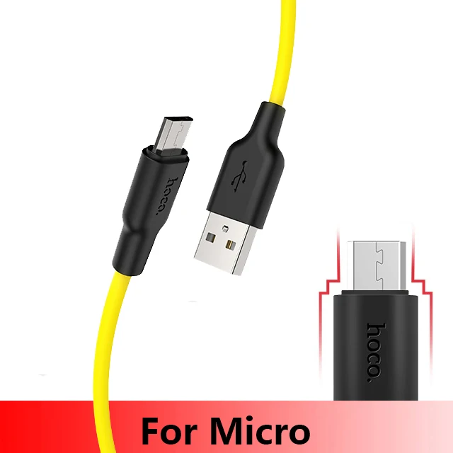 HOCO 1 м 2 м мягкий силиконовый USB кабель для iPhone 11 pro Max Type C кабель Micro кабель для Samsung USB C кабель - Цвет: yellow for Micro