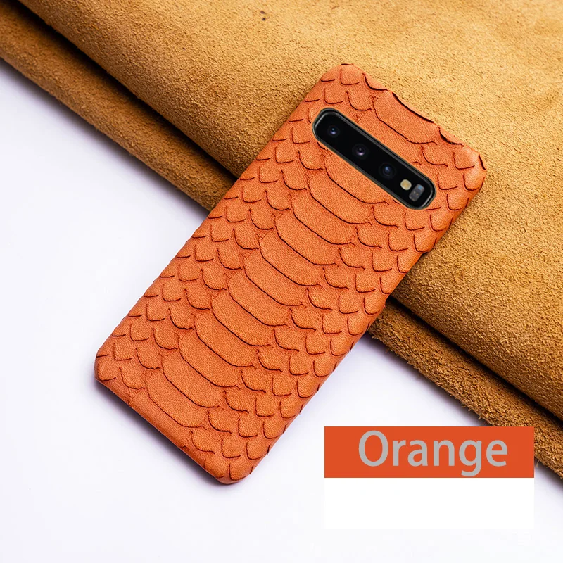 Чехол для телефона для samsung Galaxy A30 A40 A50 A70 S7 S8 S9 S10 Plus, Note 8, 9, 10, чехол с принтом питона текстура для A5 A7 j5 j7 j6 A8 - Цвет: Orange