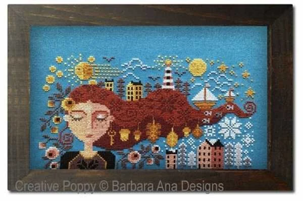 Needlework Cross stitch Handmade 14CT Counted Canvas DIY Cross-stitch kits Embroidery Flower Long-haired girl 35-24 cross stitch kit