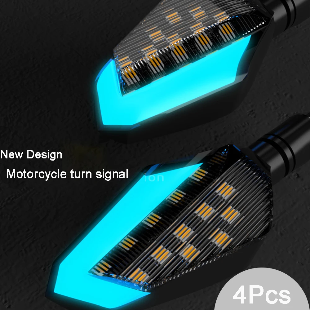 4Pcs 12V Led Motorcycle Turn Signal Brake Lamp DRL Indicator Light Warning Flowing Amber Flasher Blinker Flicker Accessories |