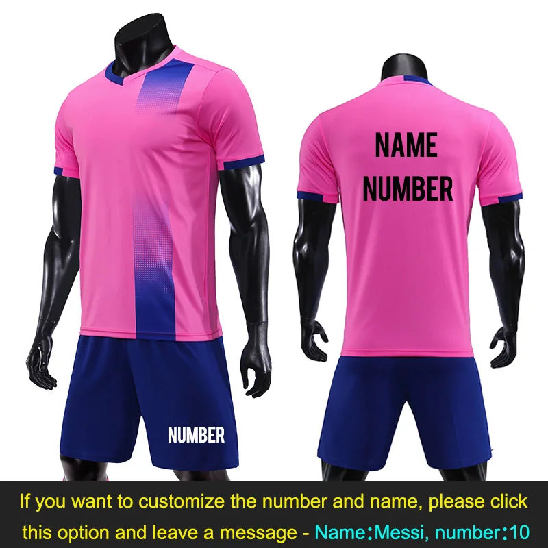Новая Детская Футбольная Одежда Джерси для мальчиков и девочек Футбольная форма комплекты футбольные костюмы для состязаний с напечатанными цифрами - Цвет: Синий