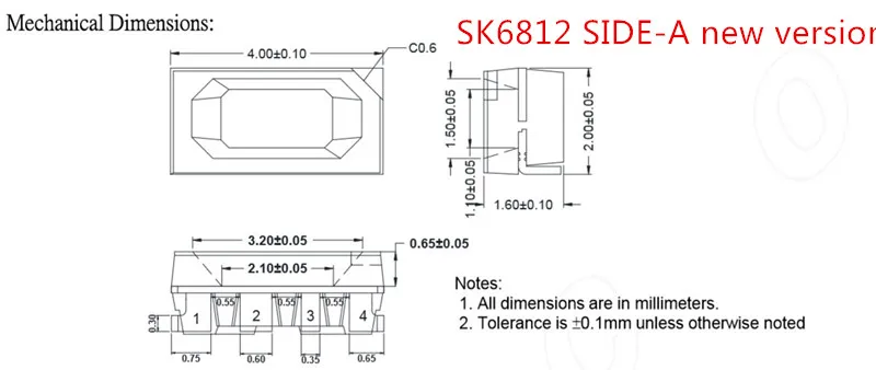 1500 шт. SK6812 4020 сторона WS2812B IC в светодиодный чип боковое освещение SMD 4020 RGB для полосы дисплей экран 5 В индивидуально адресуемый