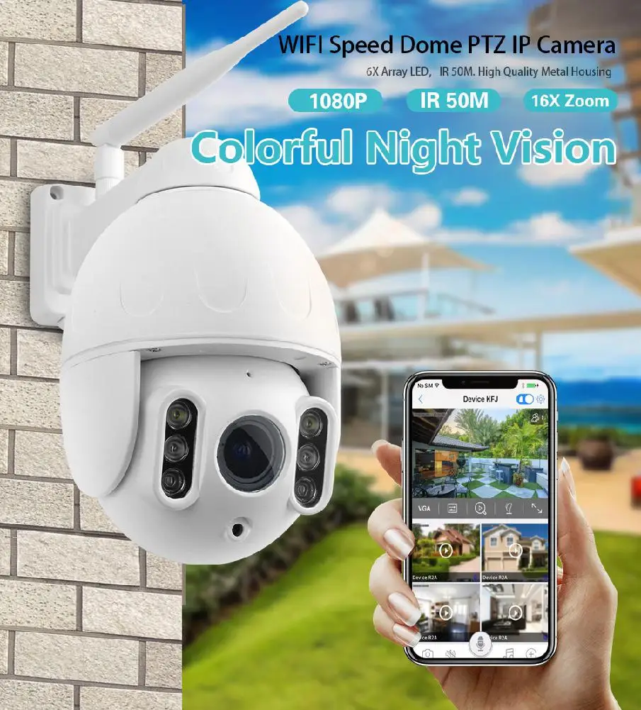 1080P PTZ 16X Zoom FHD распознавание лица автоматическое отслеживание WiFi Беспроводная