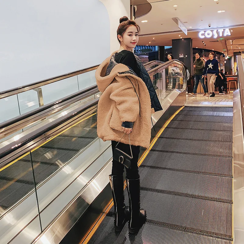 

Photo Shoot 2018 Winter New Style Korean-style Straight Slim Versatile Jacket Lambs Wool Velcro Short Jacket Women's