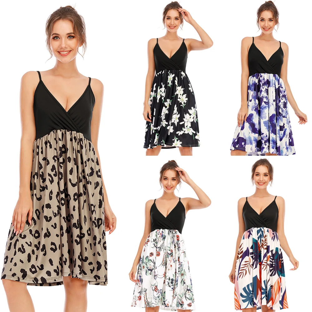 Платье для беременных с цветочным принтом на подтяжках Летняя одежда фотосессии