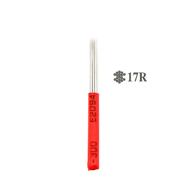 17R 50 шт./лот Microblading 3R иглы Лезвия-перманентный макияж татуировки руководство красные иголки для бровей и губ независимая упаковка - Габаритные размеры: 17R