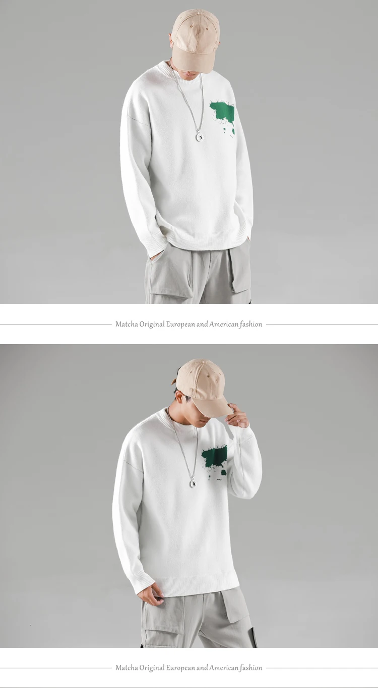 Зимний свитер мужской теплый модный принт Повседневный вязаный пуловер мужской свитер, одежда свободные свитера с длинными рукавами Мужская одежда M-2XL