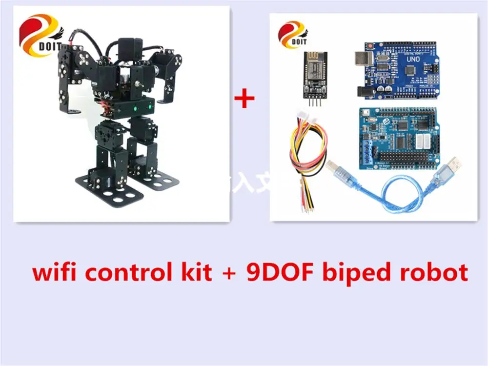 SZDOIT WIFI Control 9DOF Metal Walking/Biped Humanoid Robot Kit RC Smart Robotic Frame with Servos Educational for Arduino | Игрушки и