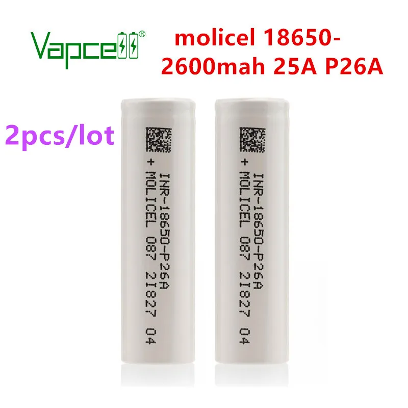 Аккумуляторы molicel 18650 2600 мА ч 2 шт./лот 3 7 в P26A | Электроника