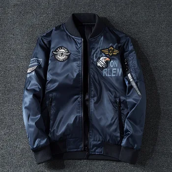 

New Thick Mens Bomber Embroidery Jacket Coat AB Wear Casual Flying Jacket Streetwear Men Brand Clothing Outwear Male 7XL