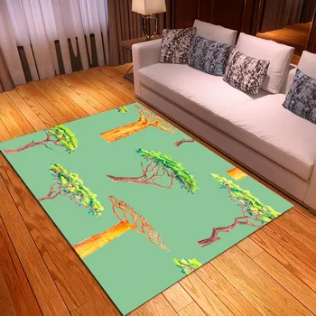 

Forest Square Carpet Floor Mat Green Pine Cartoon Animal 3D Print Area Rug Non Slip Design for Bedroom Living Room Birthday Gift